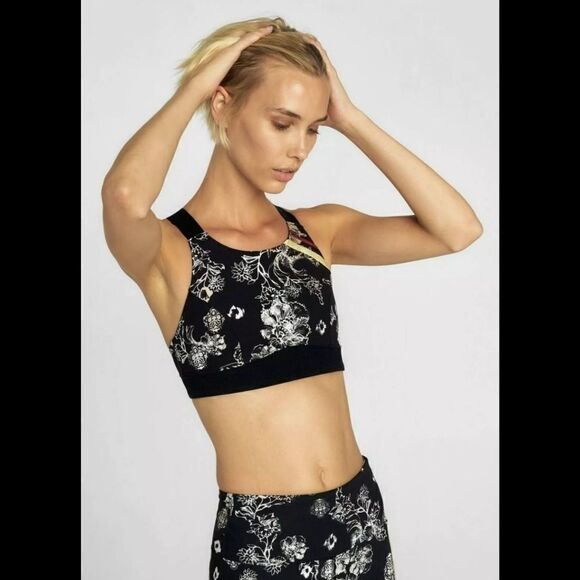Free People MOVEMENT Freestyle Sport Bra Printed-XS-$58 MSRP BLACK FLORAL PRINT - Picture 1 of 9